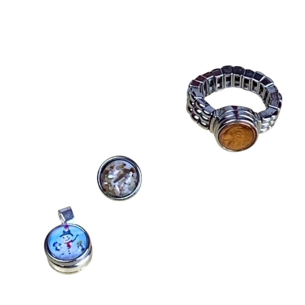 Interchangeable Snap Jewelry Set Ring Pendant Pen… - image 2